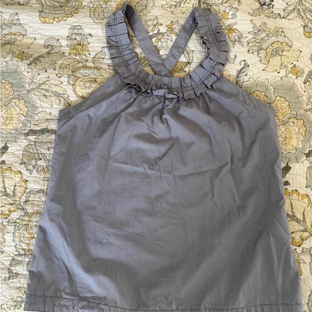 J. Crew Ruffled Gray Tank Top